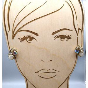 Juliana Style Celestial Sparkle Earrings, Gold Tone Clip On with Baroque Faux